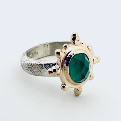 Green Agate Gold Ring