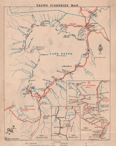 Vintage Taupo Fisheries Map 1929